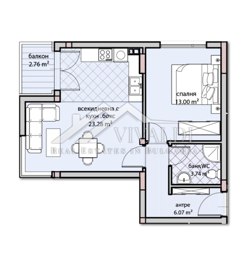 Уютен двустаен апартамент в нова жилищна сграда в района на Владислав Варенчик, Варна
